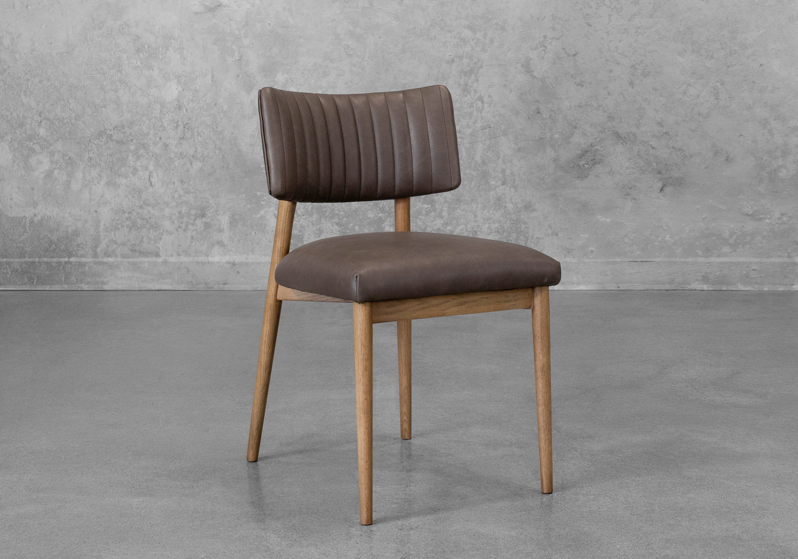 Miston Leather Dining Chair in Black - Angle