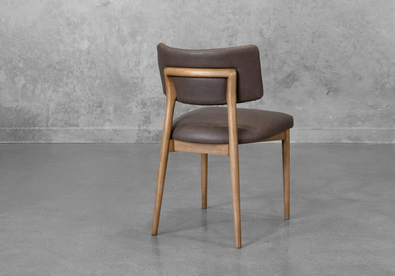 Miston Leather Dining Chair in Black - Back