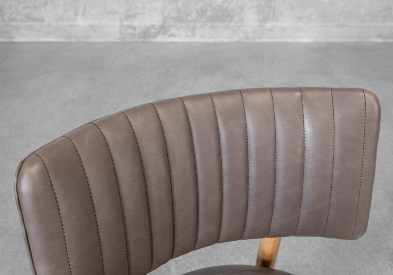Miston Leather Dining Chair in Black - Close Up - 2