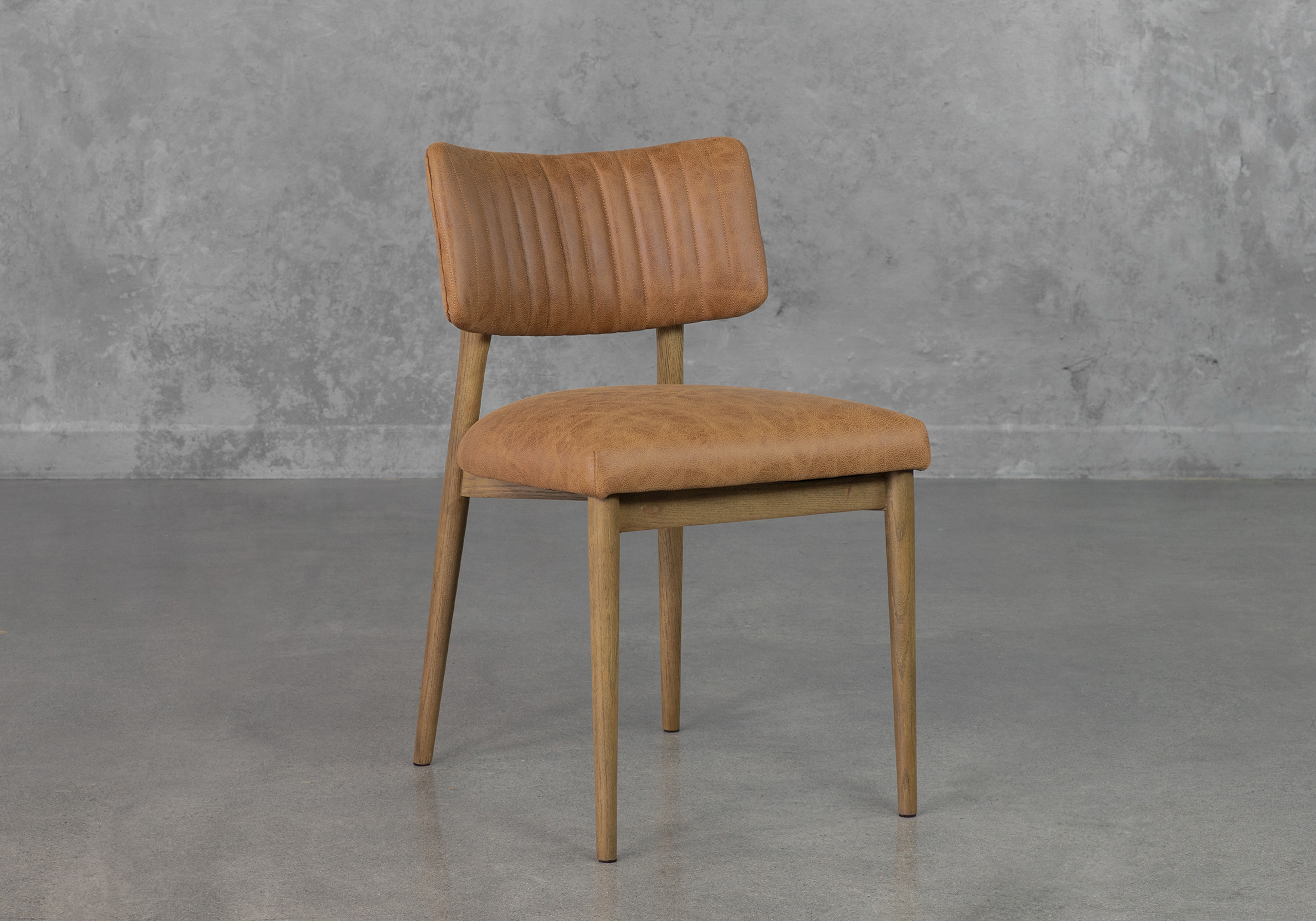 Miston Taupe P382 Leather Dining Chair Angle