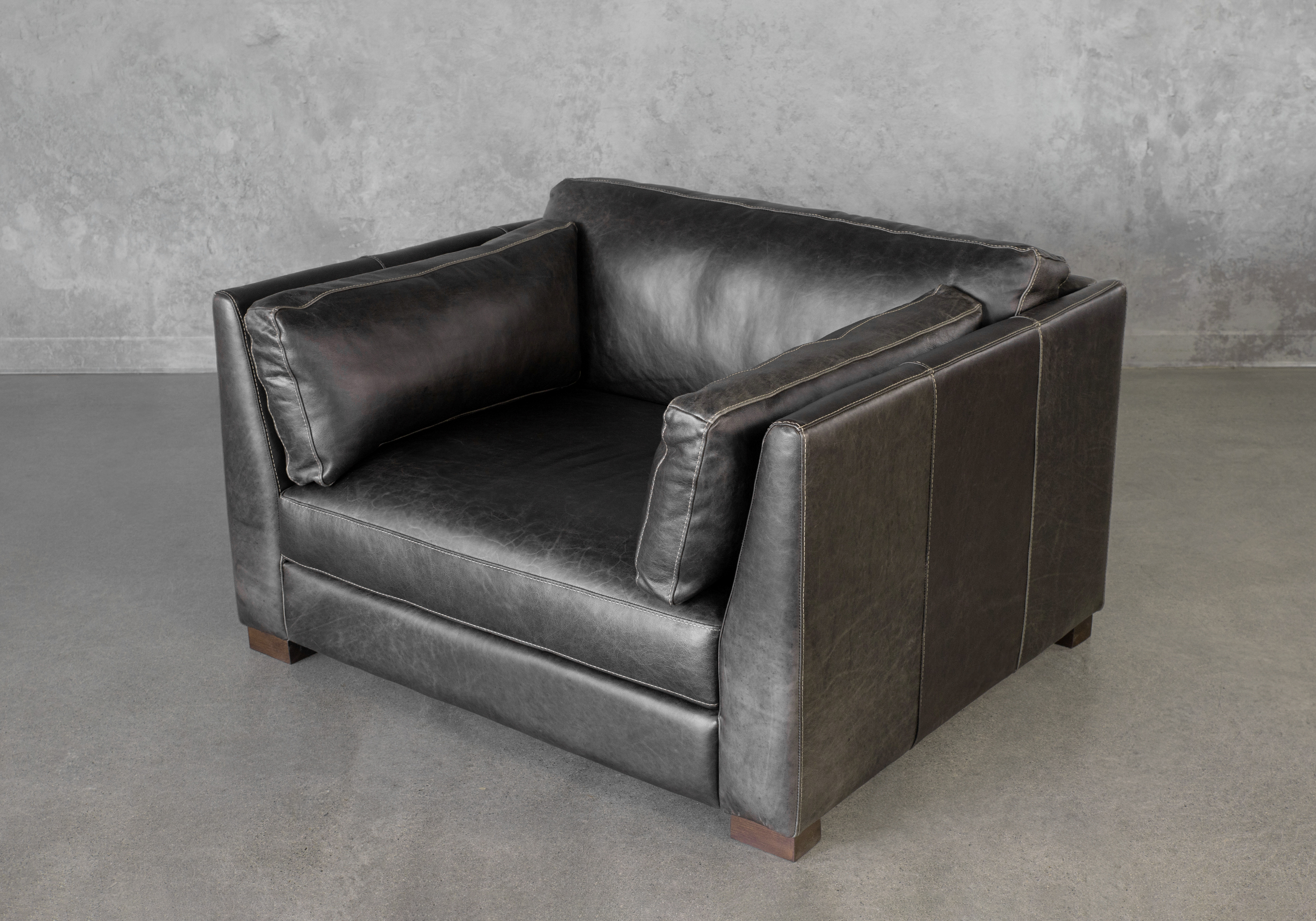 Lorenzo Grey Leather Accent Chair