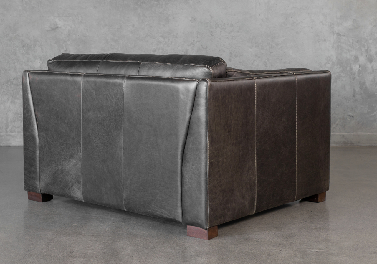 Lorenzo Grey Leather Accent Chair - Back