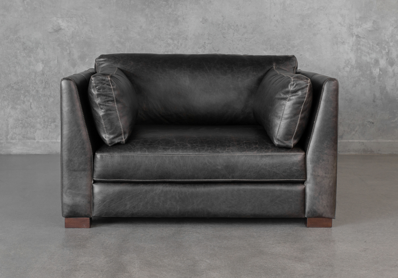 Lorenzo Grey Leather Accent Chair - Front