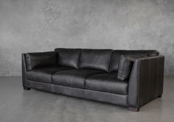 Lorenzo Grey Leather Sofa - Angle