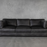 Lorenzo Grey Leather Sofa - Front