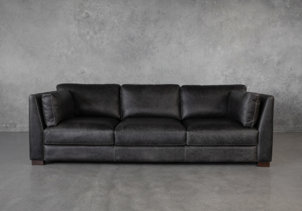 Lorenzo Grey Leather Sofa - Front