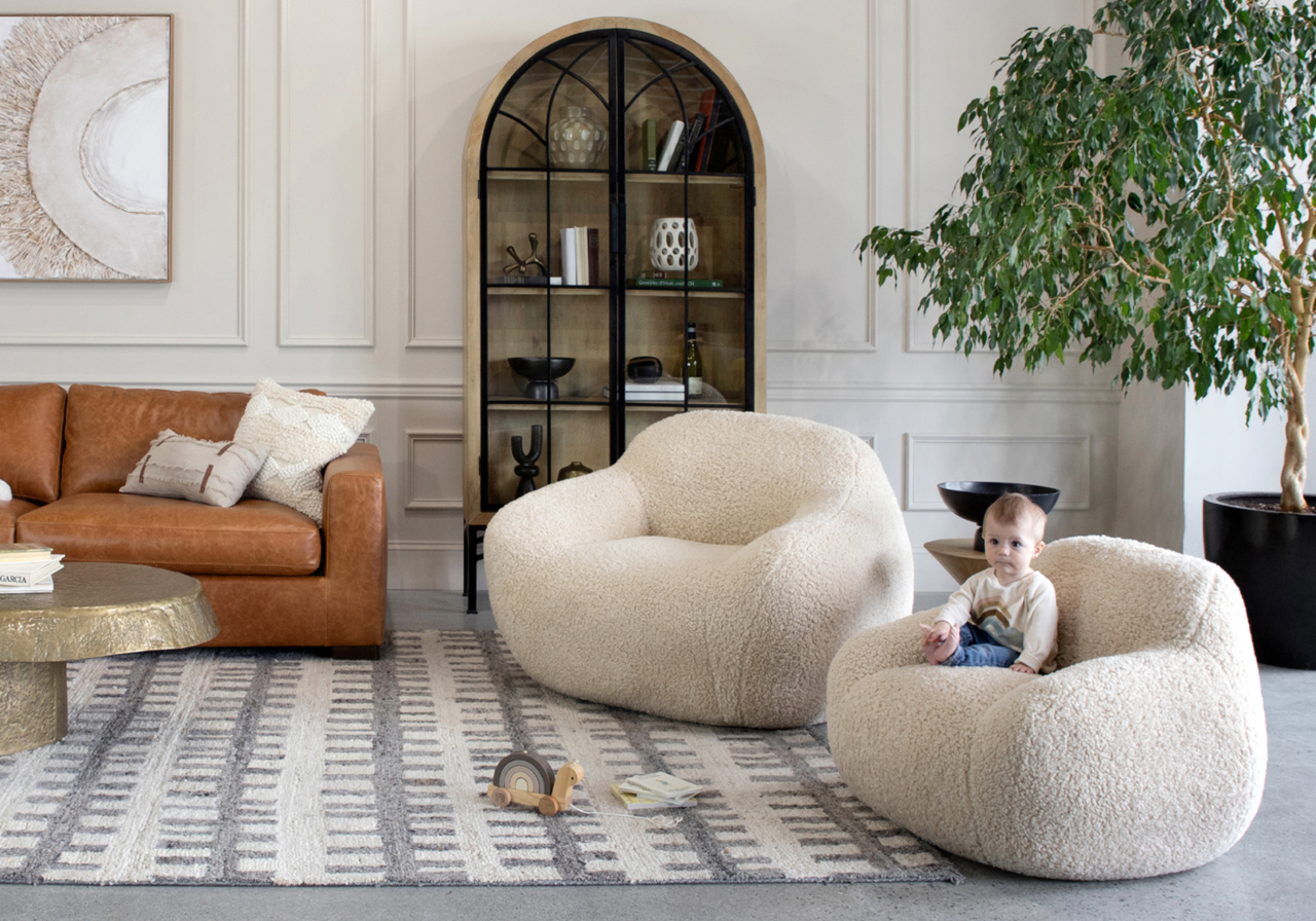 Teddy Chair and Baby Teddy Chair in a Cozy Modern Living Room