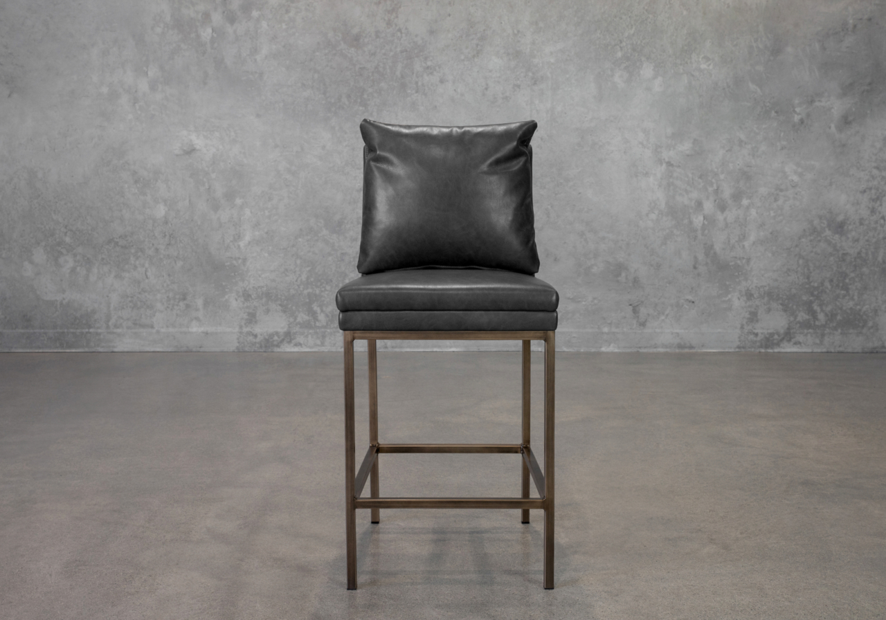Harlow Slate Vinyl Counter Stool - Front
