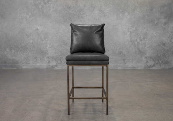 Harlow Slate Vinyl Counter Stool - Front
