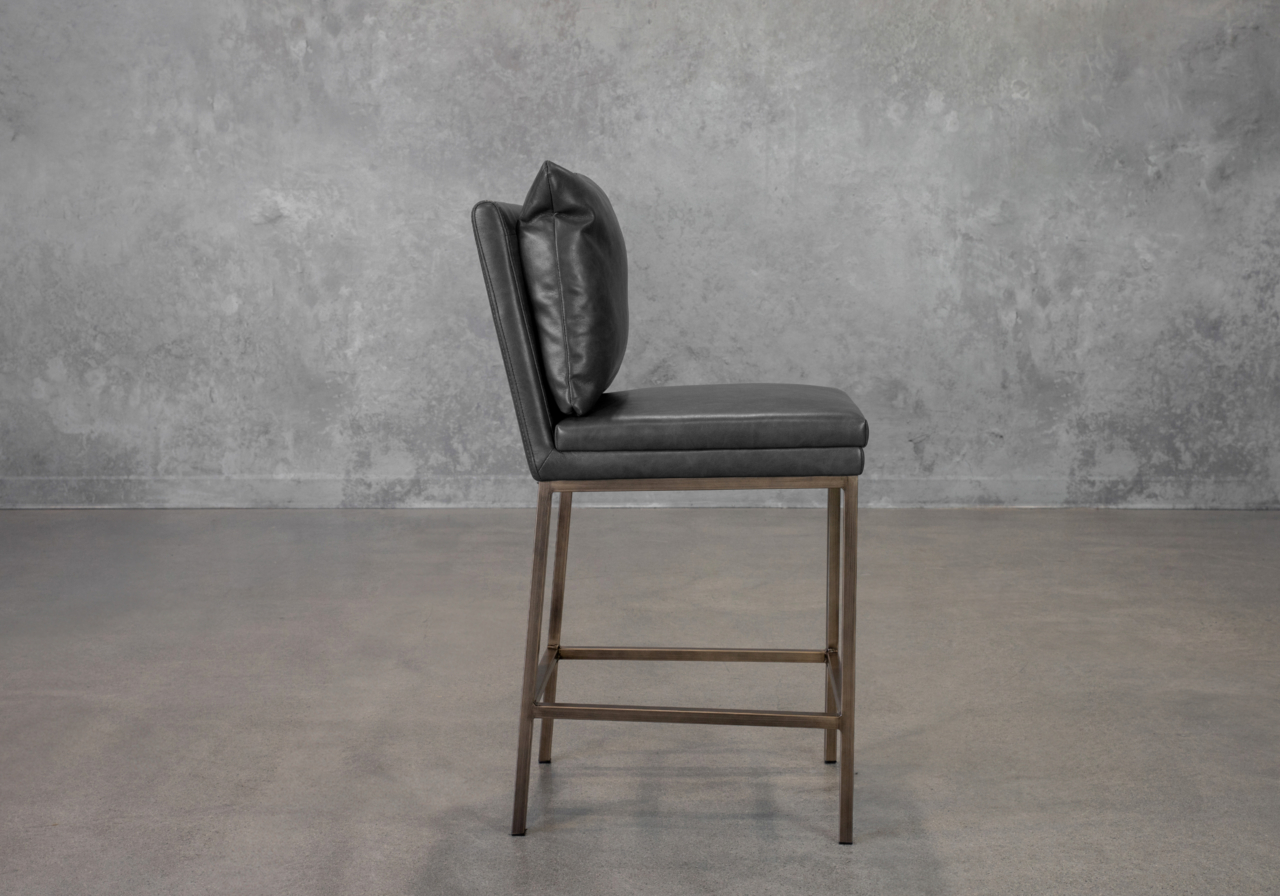 Harlow Slate Vinyl Counter Stool - Side