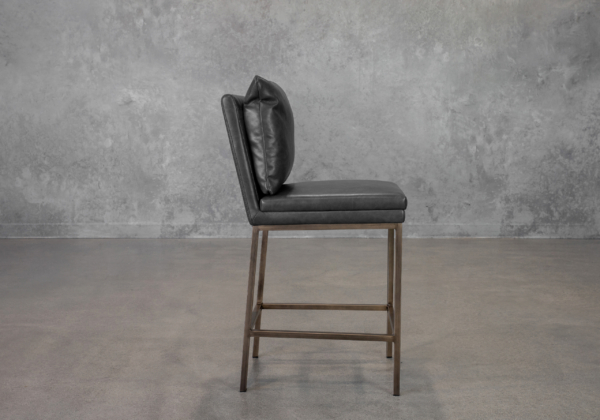 Harlow Slate Vinyl Counter Stool - Side