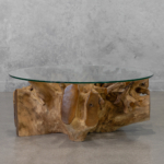 Montana Natural Teak Wood and Glass Round Coffee Table