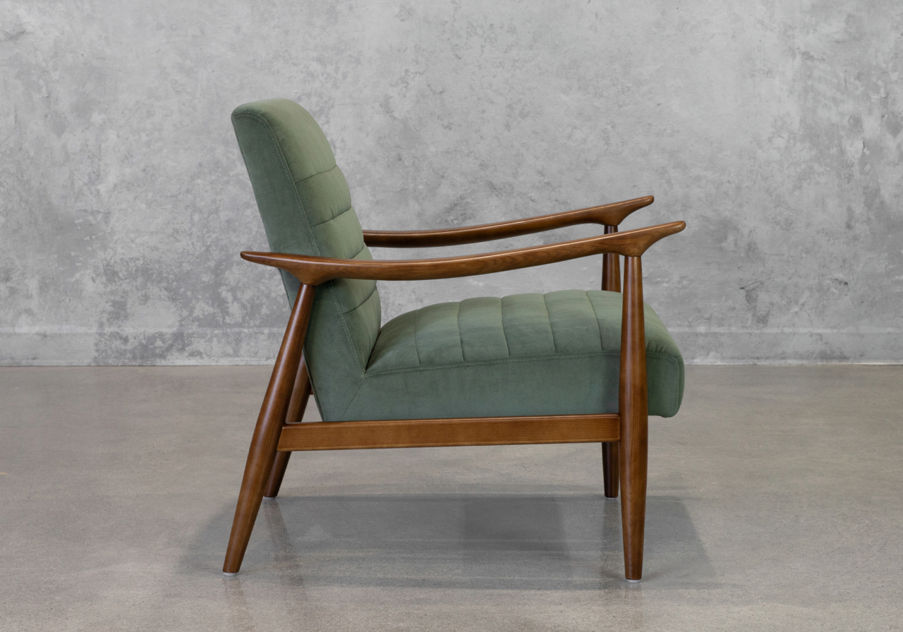 Trevor H270 Olive Fabric Accent Chair - Side