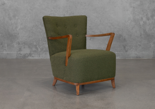 Hilda Green Fabric Accent Chair - Angle