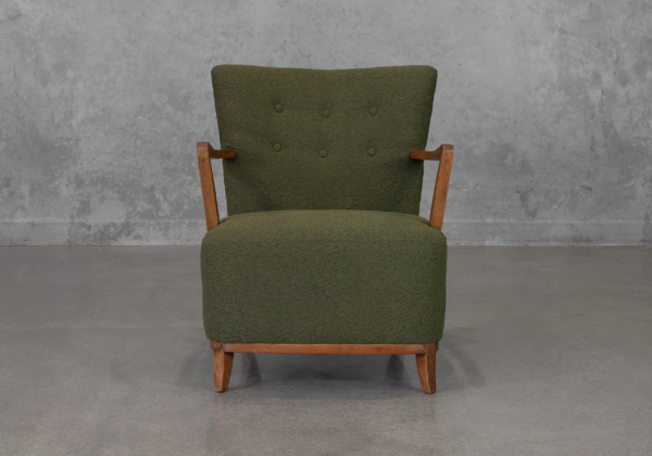 Hilda Green Fabric Accent Chair - Front