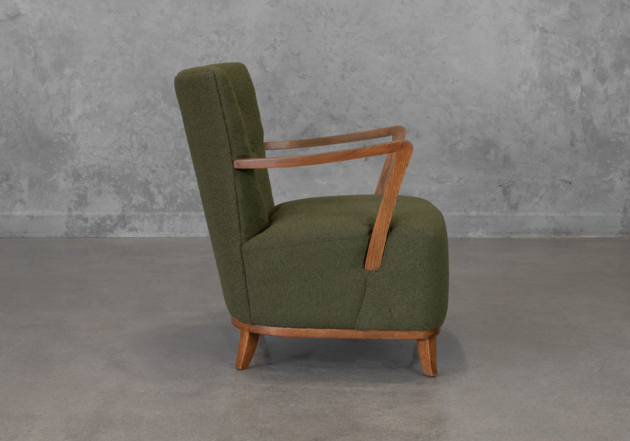 Hilda Green Fabric Accent Chair - Side