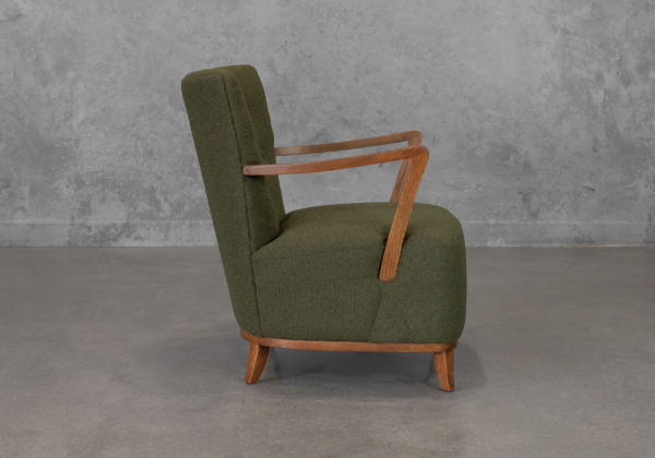 Hilda Green Fabric Accent Chair - Side