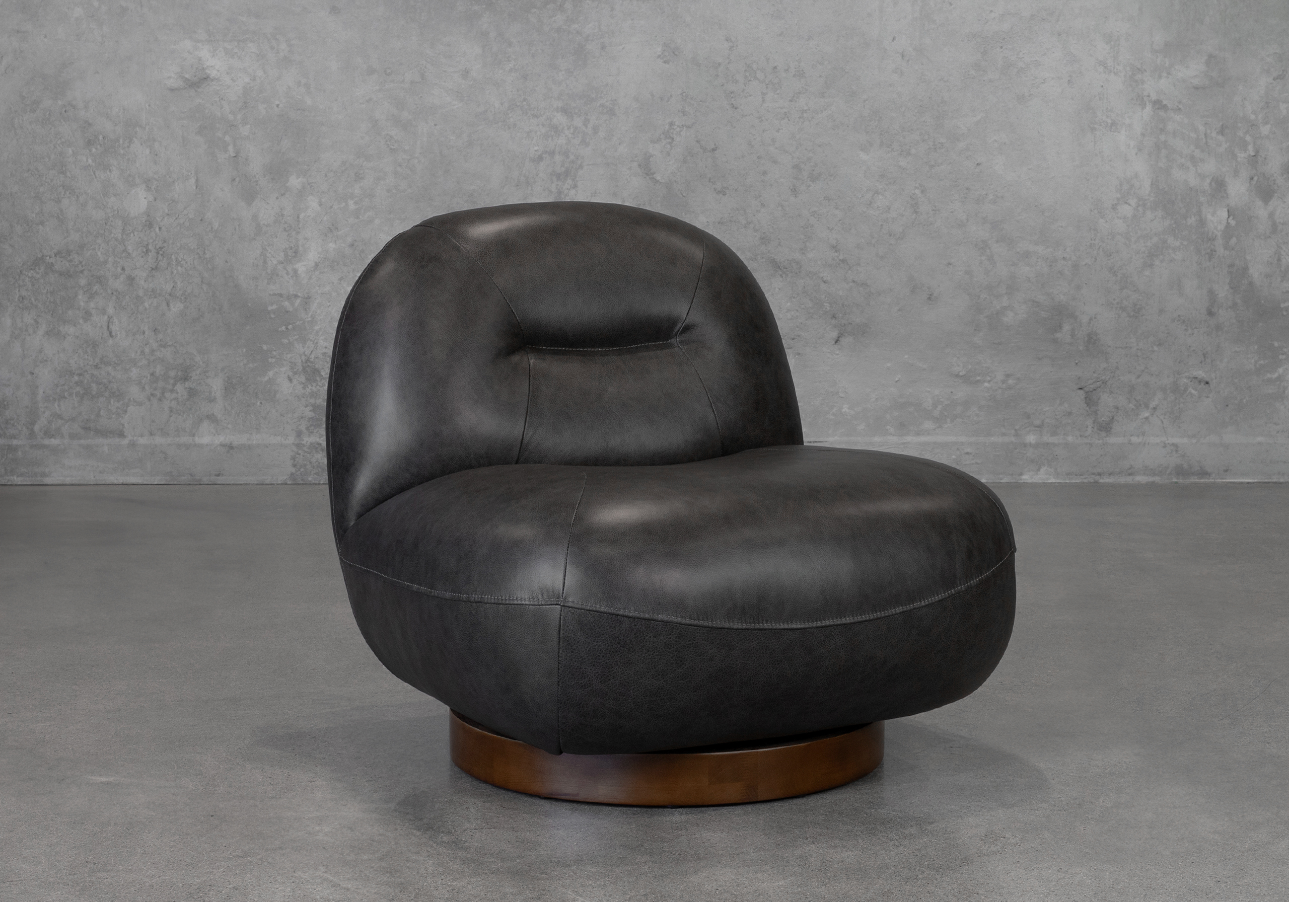 Petrie Black Leather Accent Chair - Angle