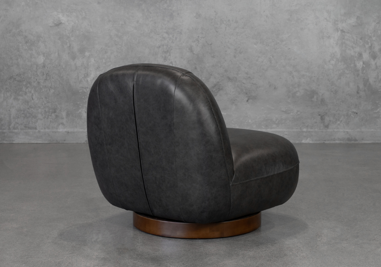 Petrie Black Leather Accent Chair - Back