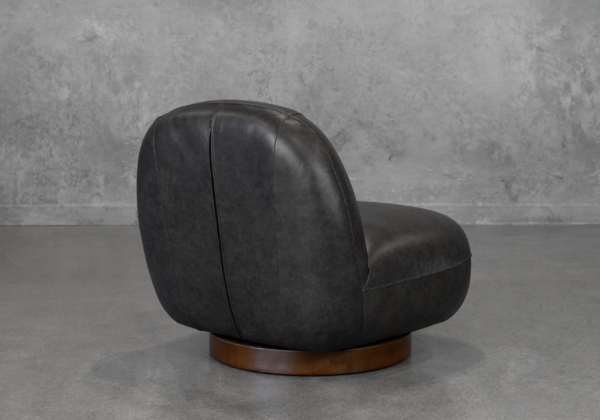 Petrie Black Leather Accent Chair - Back