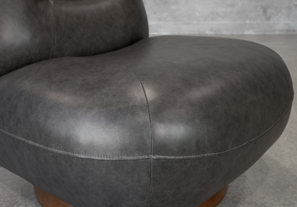 Petrie Black Leather Accent Chair - Close Up