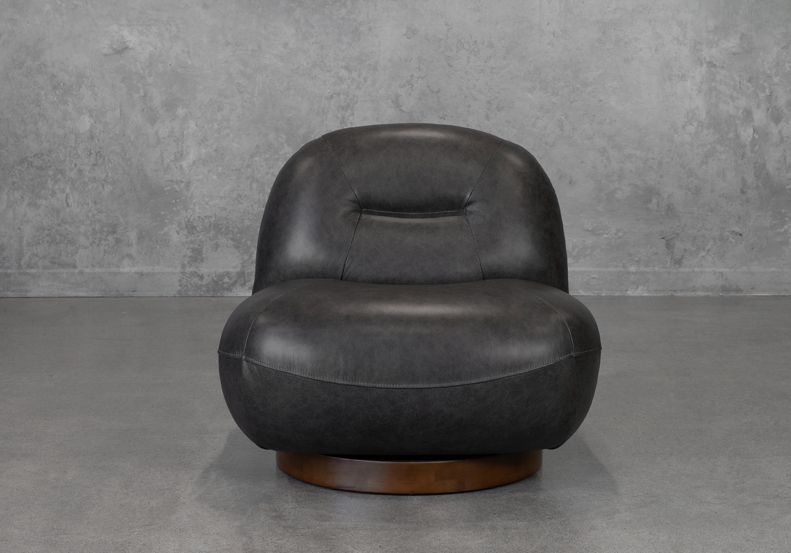 Petrie Black Leather Accent Chair - Front