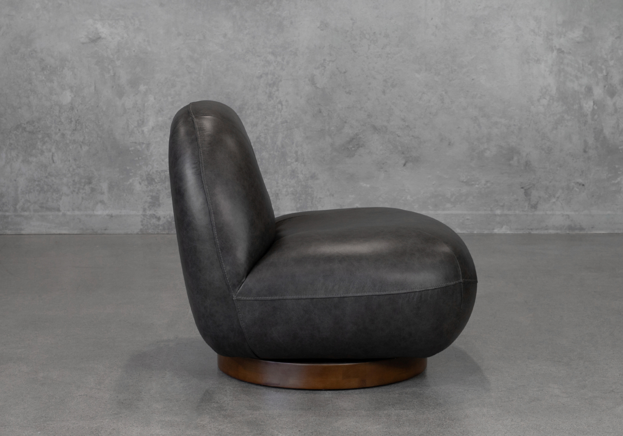 Petrie Black Leather Accent Chair - Side