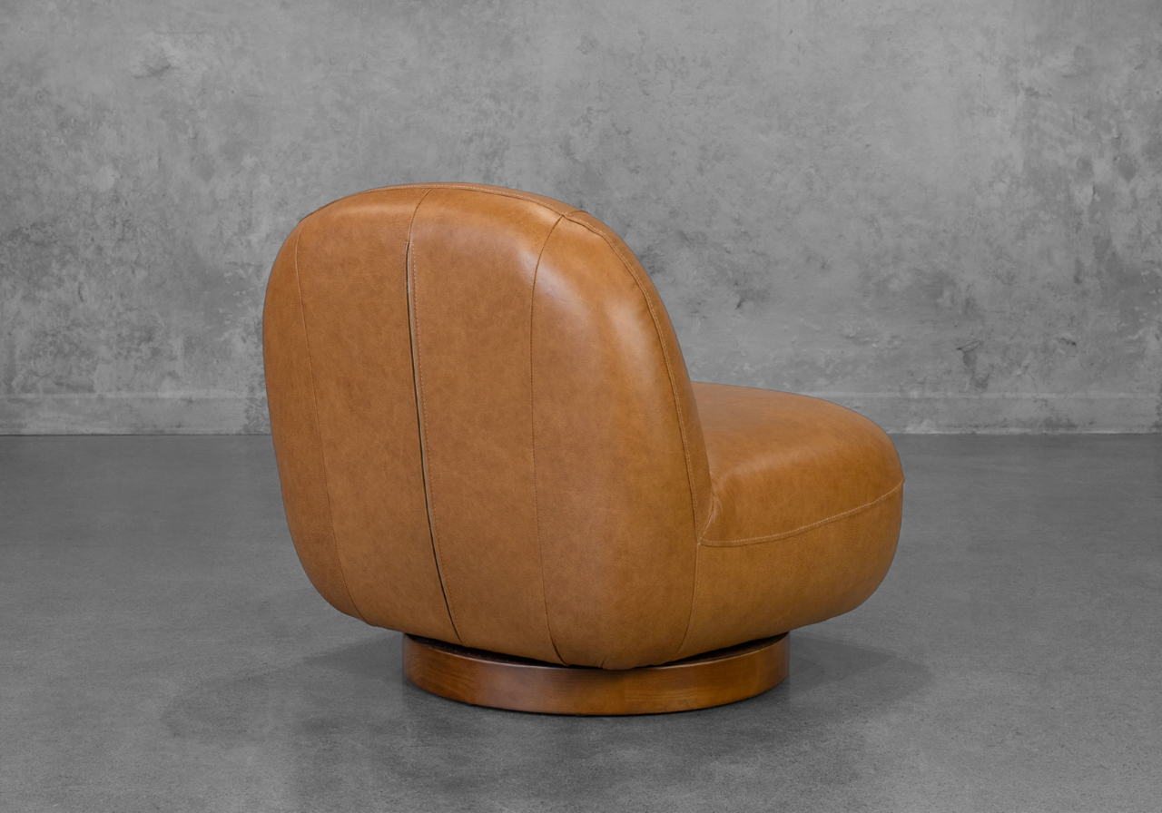 Petrie Saddle Leather Swivel Chair - Back