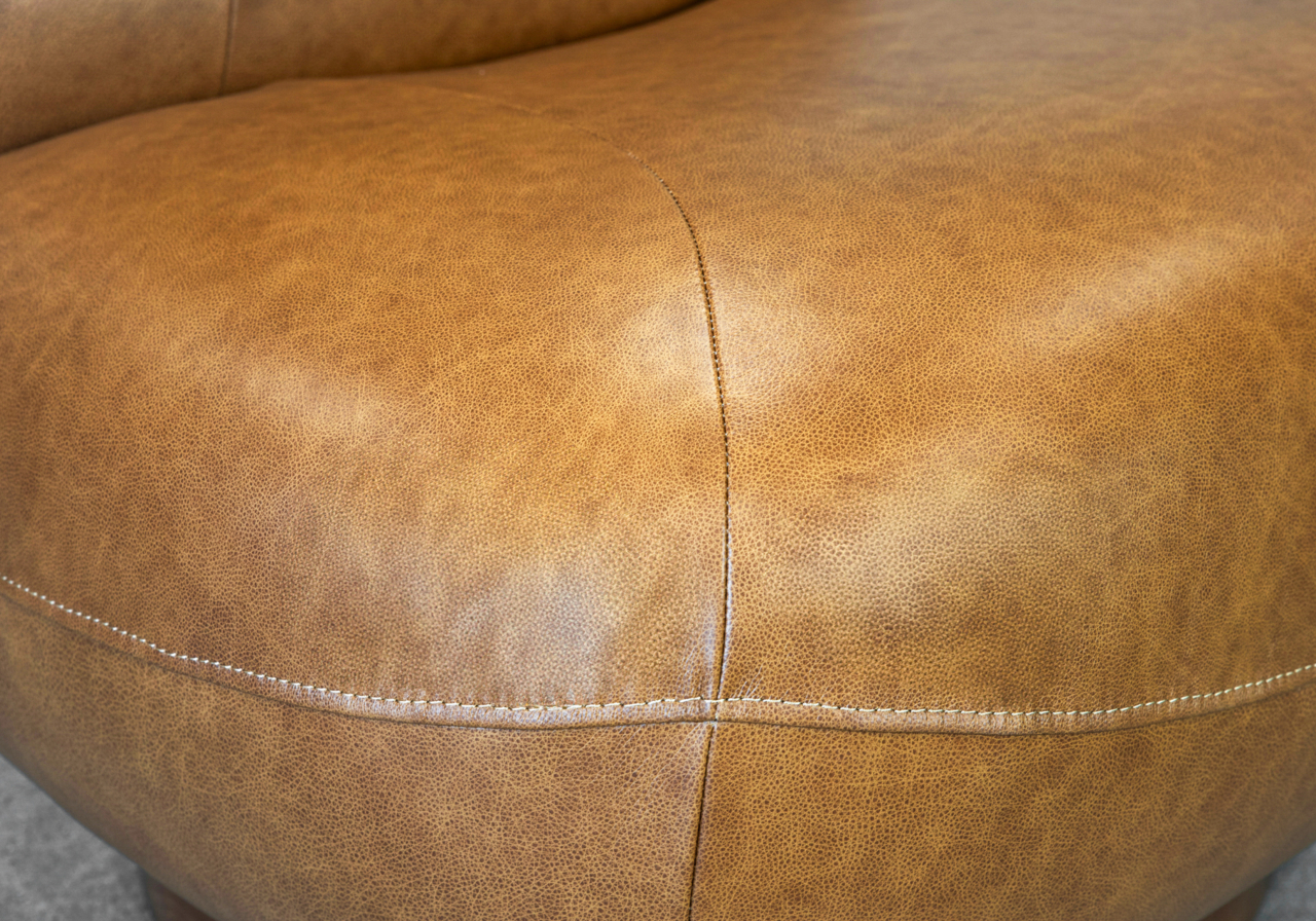 Petrie Saddle Leather Swivel Chair - Close Up