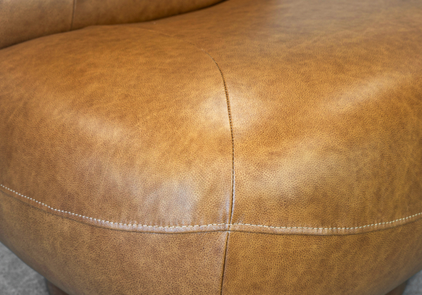 Petrie Saddle Leather Swivel Chair - Close Up
