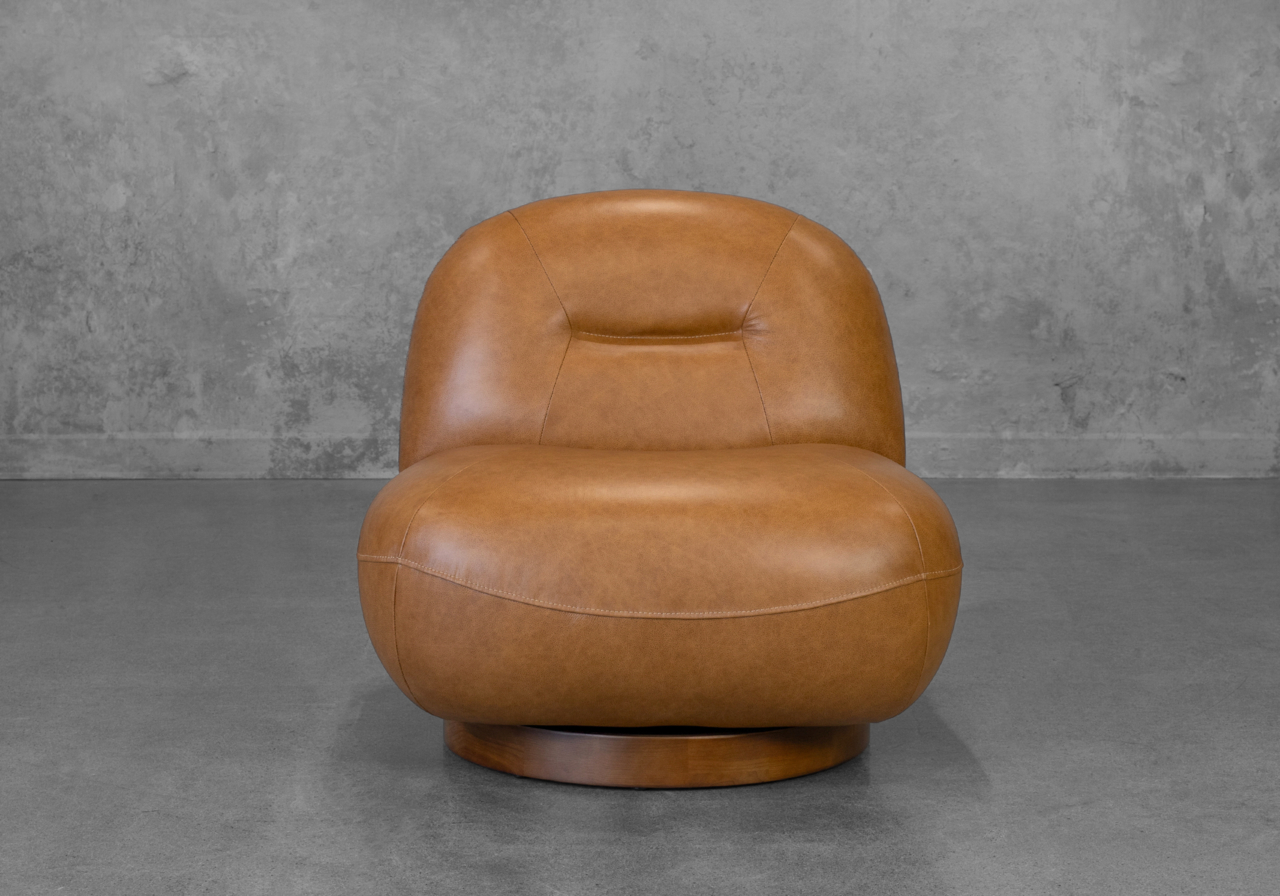 Petrie Saddle Leather Swivel Chair - Front