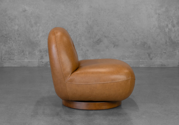 Petrie Saddle Leather Swivel Chair - Side