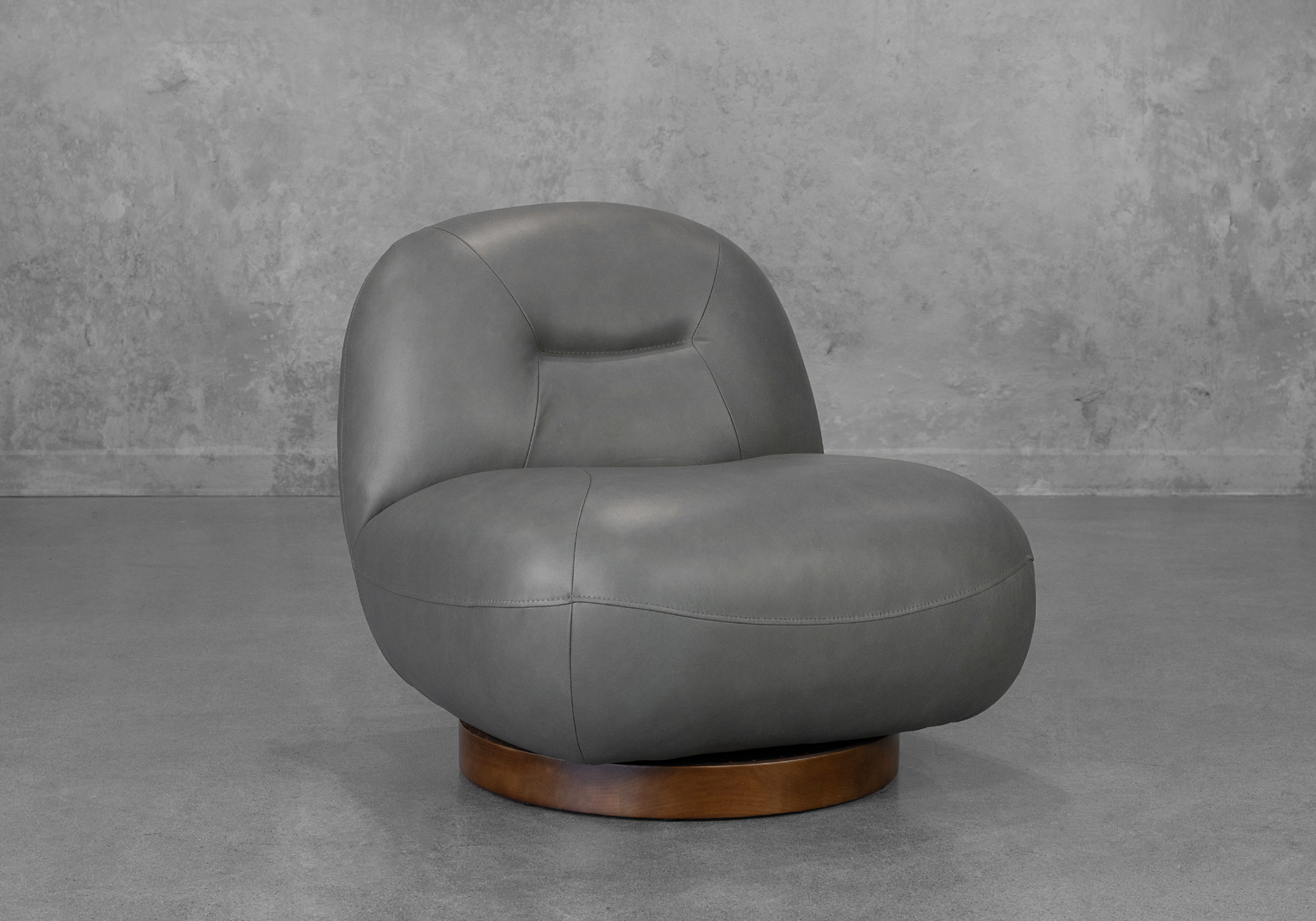 Petrie Slate Leather Accent Chair - Angle