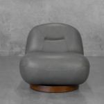 Petrie Slate Leather Accent Chair - Front