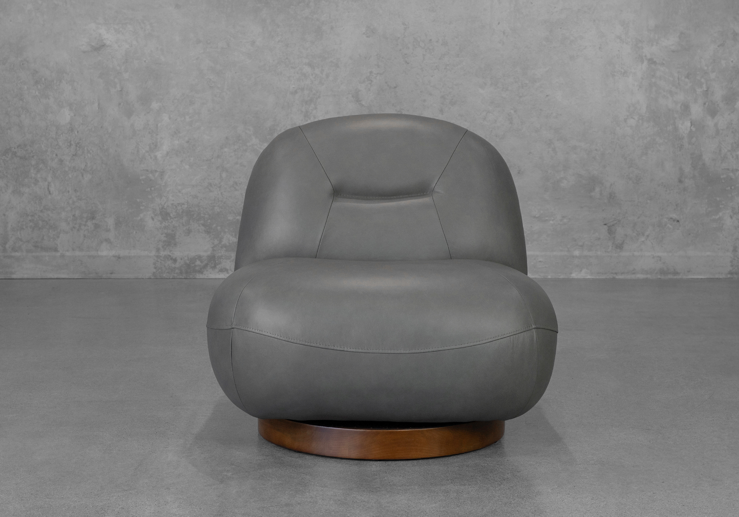 Petrie Slate Leather Accent Chair - Front