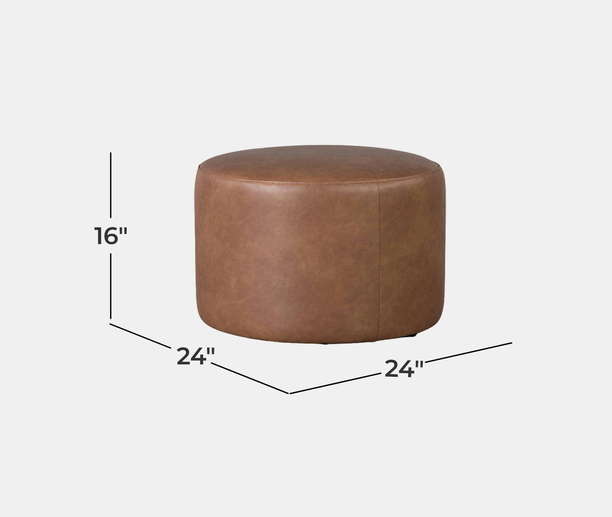 Aries Copley Brown Ottoman - Dimensions