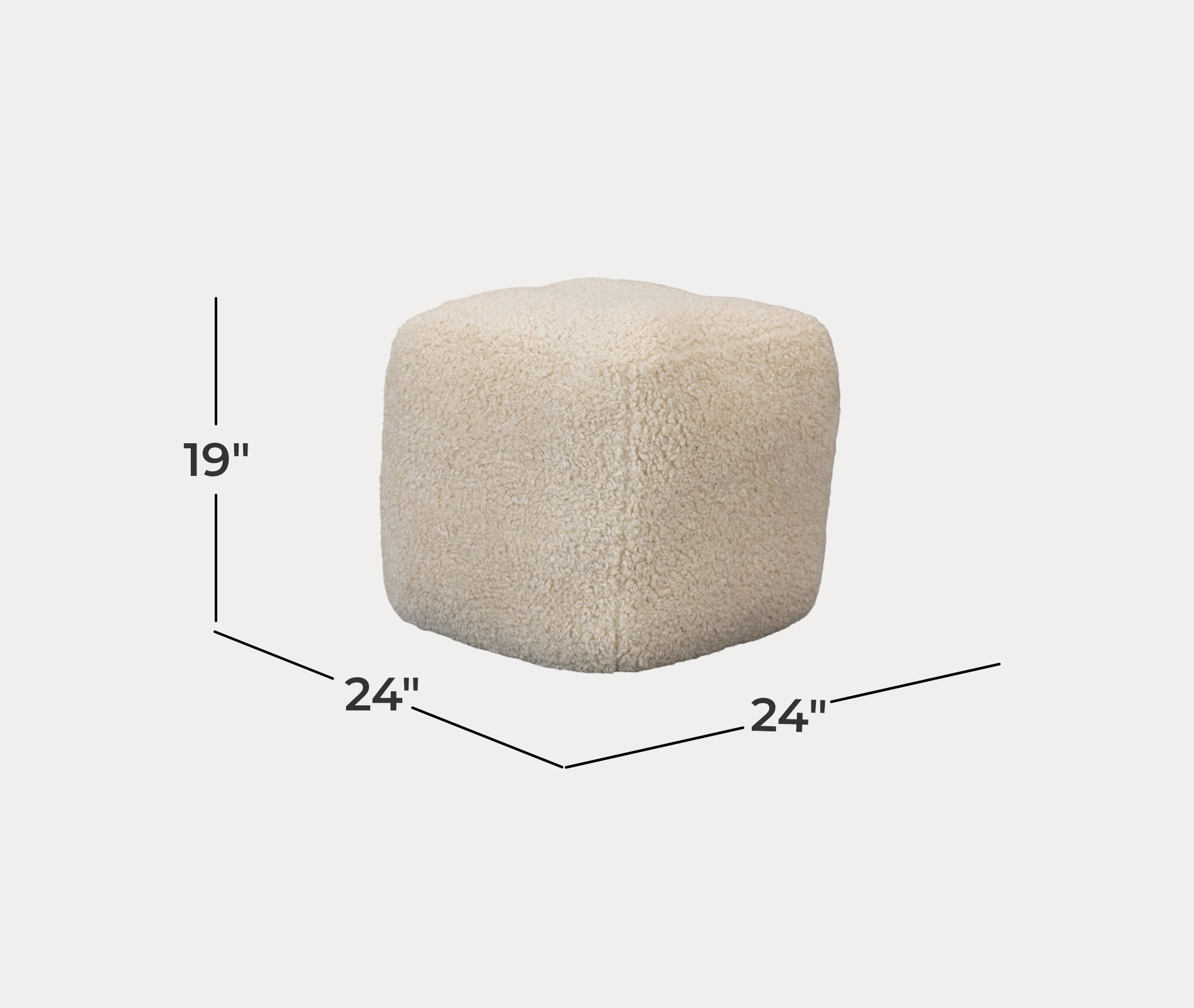 Bear Pouf in Natural - Dimensions