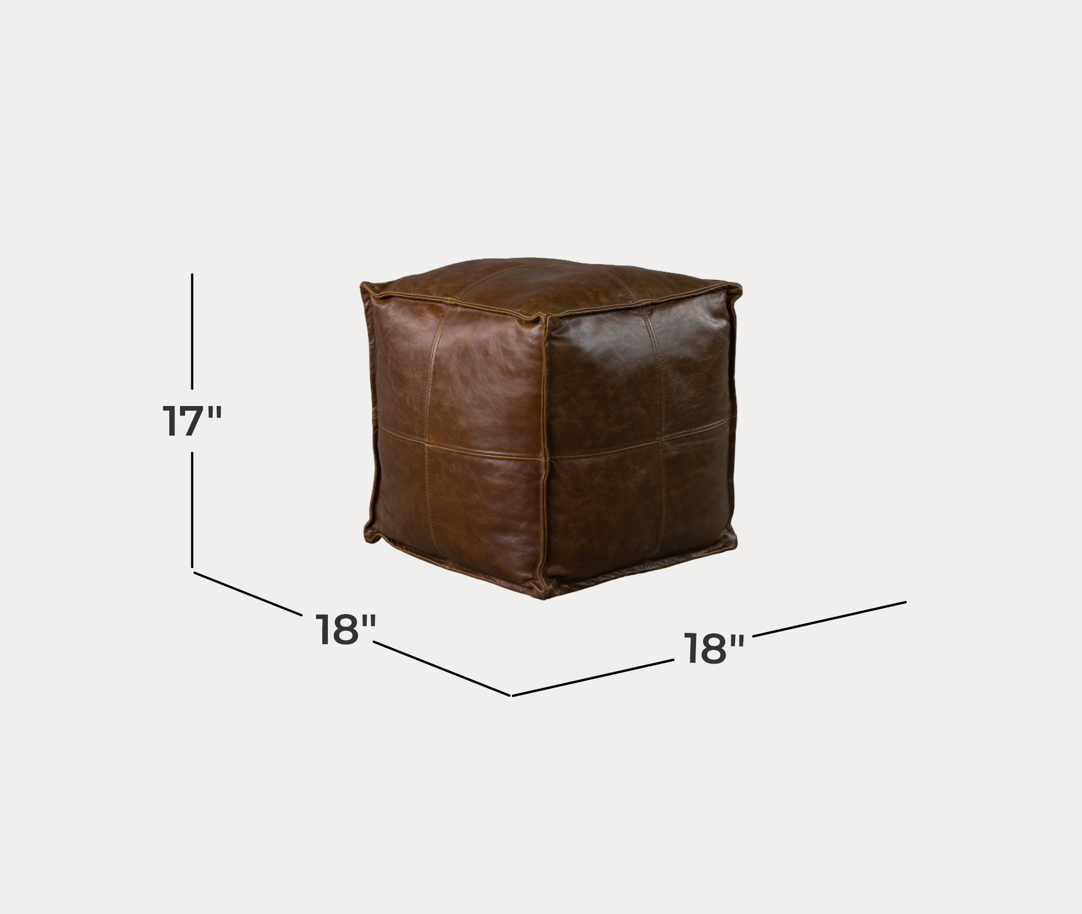 Mishra Brown Ottoman - Dimensions