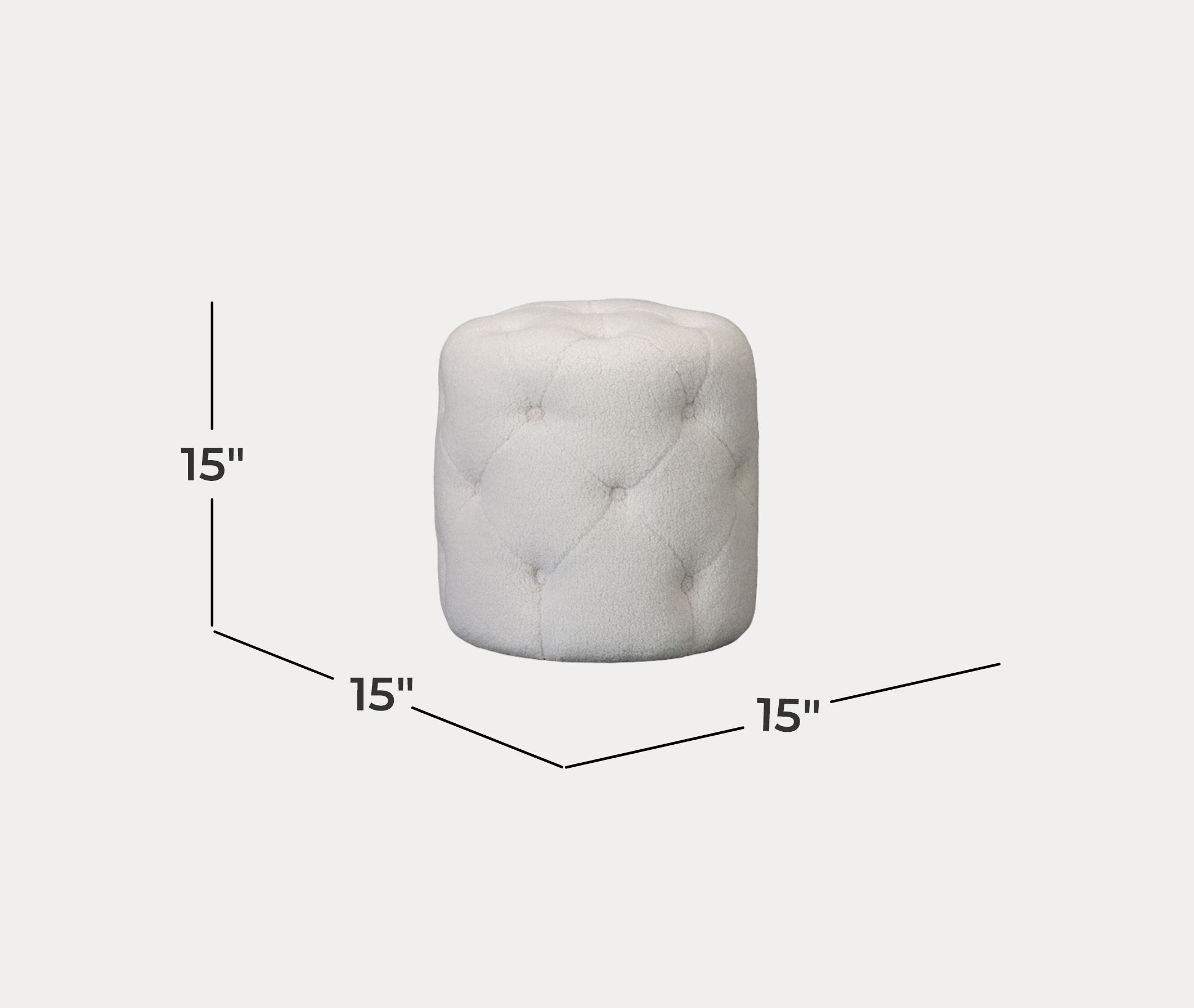 Wayne Cream Ottoman - Dimensions