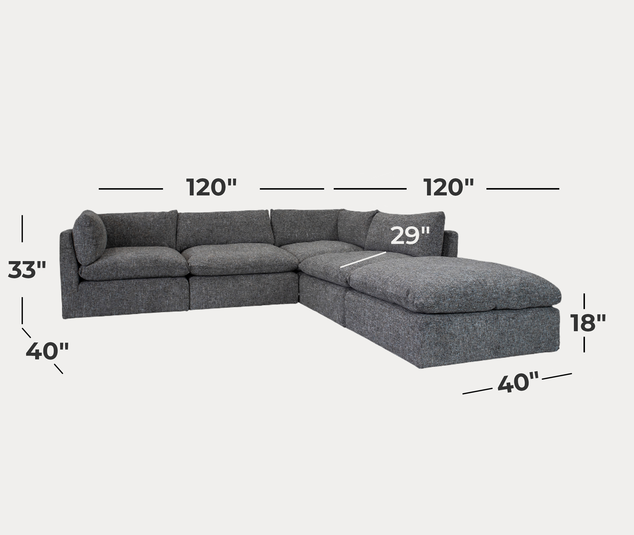 Esha Modular 5-Piece Beck Slate Sectional Esha Modular 5-Piece Beck Slate Sectional