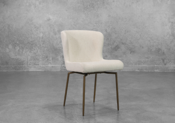 Glam Swivel Dining Chair in Beige - Angle