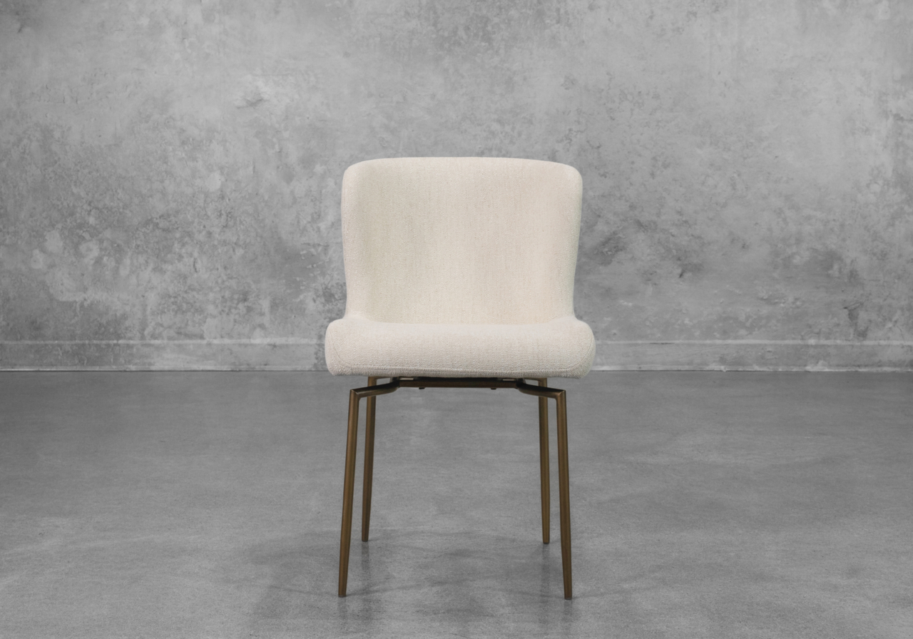 Glam Swivel Dining Chair in Beige - Front