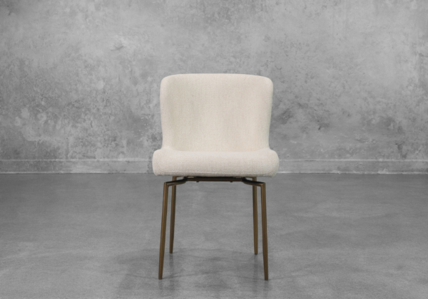Glam Swivel Dining Chair in Beige - Front