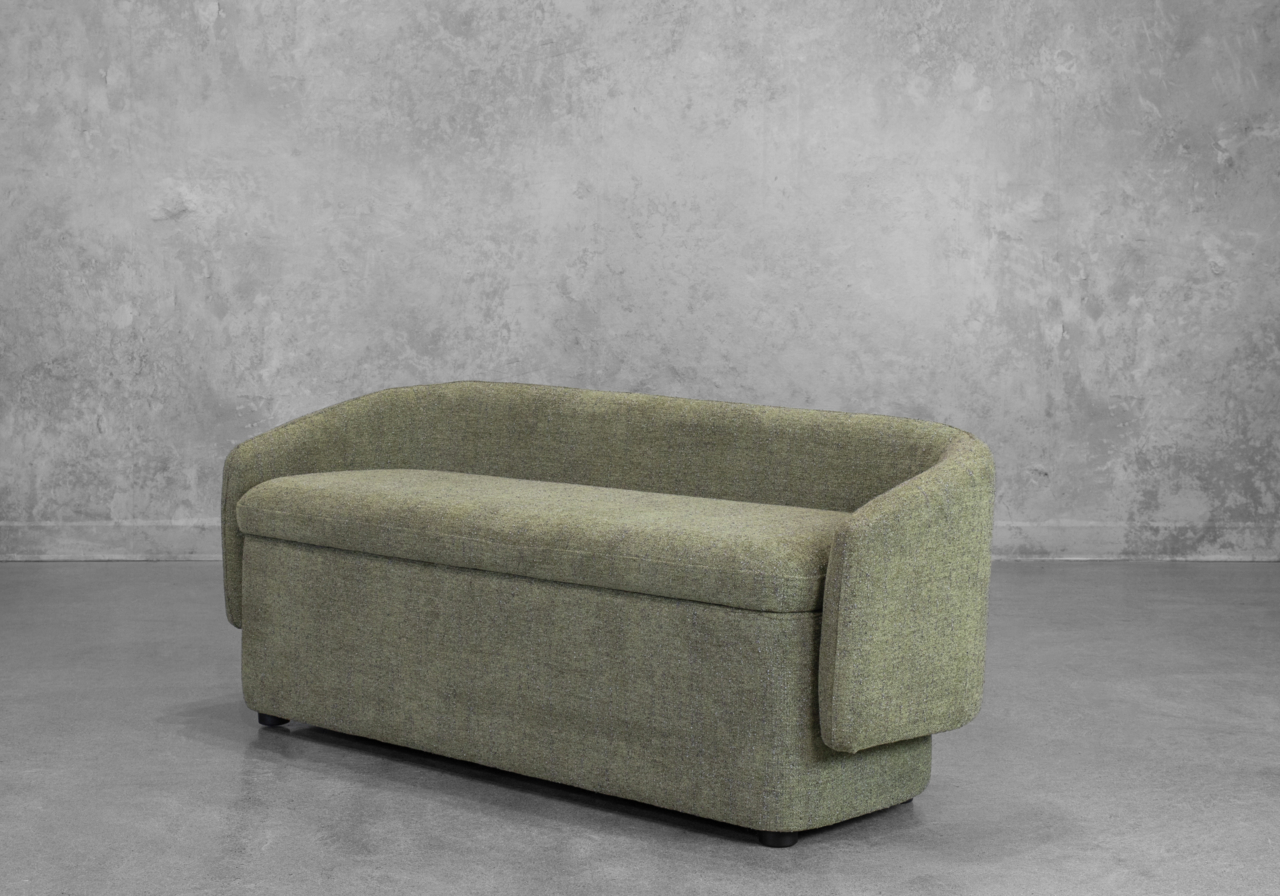 July Storage Bench in Forest - Angle