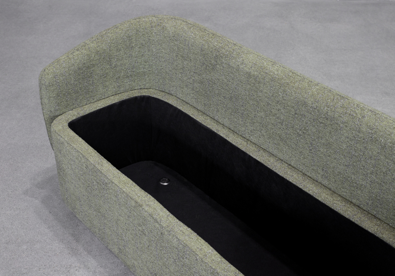 July Storage Bench in Forest - Close Up - 2