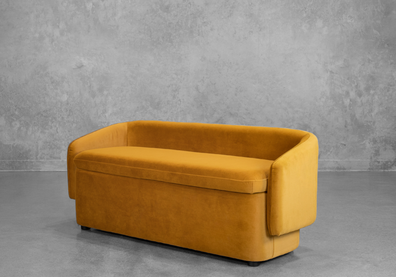 July Storage Bench in Mustard - Angle