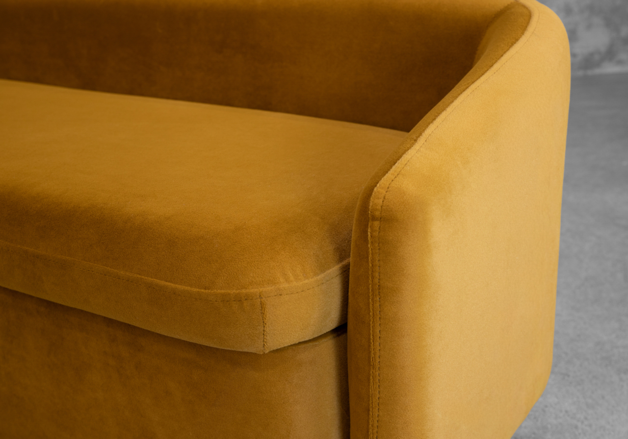 July Storage Bench in Mustard - Close Up
