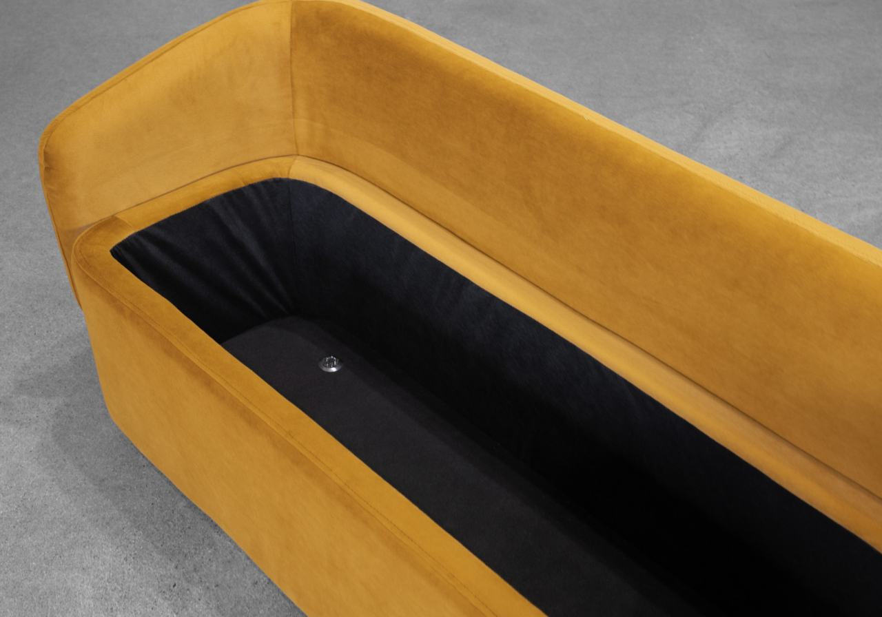 July Storage Bench in Mustard - Close Up - 2
