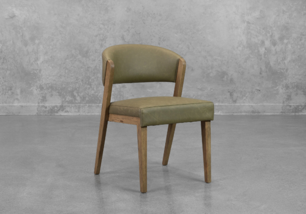 Bruno Green Leather Dining Chair - Angle