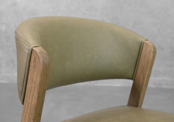 Bruno Green Leather Dining Chair - Close Up